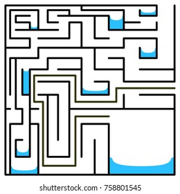 Black square maze(15x15) with help on a white background