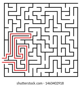 Black square maze(18x18) with help on a white background