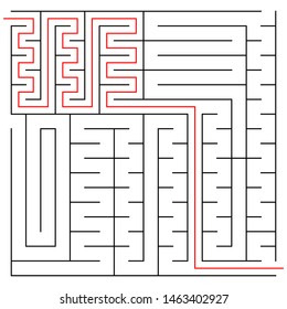 Black square maze(18x18) with help on a white background