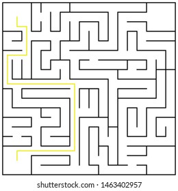 Black square maze(18x18) with help on a white background