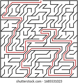 Black square maze(20x20) with help on a white background