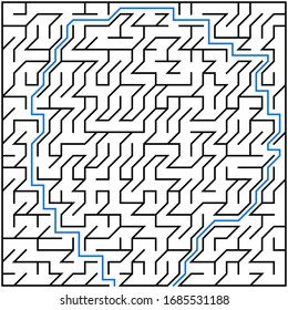 Black square maze(24x24) with help on a white background