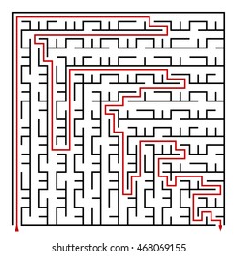 Black square maze(24x24) with help on a white background