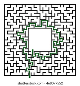 Black square maze(24x24) with help on a white background