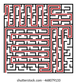 Black square maze(24x24) with help on a white background