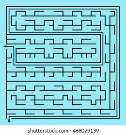 Black square maze(24x24) with help on a blue background