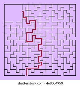 Black square maze(24x24) with help on a purple background