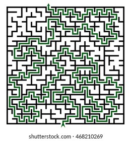Black square maze(24x24) with help on a white background