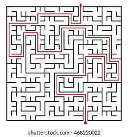 Black square maze(24x24) with help on a white background