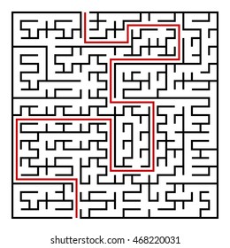 Black square maze(24x24) with help on a white background