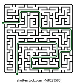 Black square maze(24x24) with help on a white background