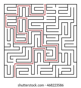 Black square maze(24x24) with help on a white background