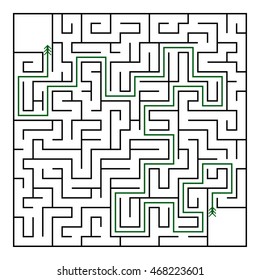 Black square maze(24x24) with help on a white background