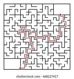 Black square maze(24x24) with help on a white background