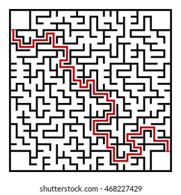 Black square maze(24x24) with help on a white background