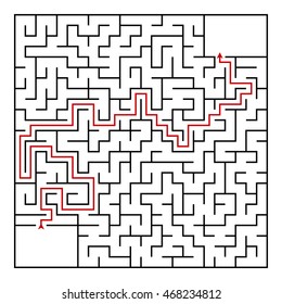 Black square maze(24x24) with help on a white background
