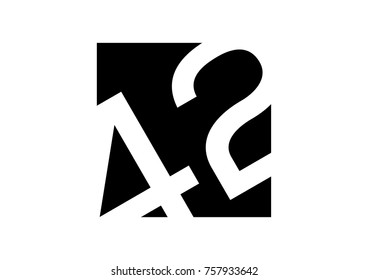 Black Square Number 42 Flat Logo Symbol