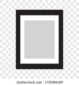 black square photo frame template with gray isolated on transparent background. vector illustration.