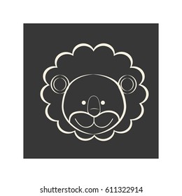 black square picture of lion animal, vector illustration