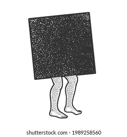 arrière-plan carré noir sur fond floral mâle, illustration vectorielle gravée sur fond abstrait. Conception d'impression de vêtements de T-shirt. Imitation du tableau de défilement. Image dessinée à la main en noir et blanc.