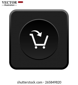 The black square plastic button. Circle.  put in shopping cart , vector illustration, EPS 10
