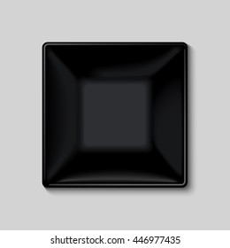 Black square plate isolated on white background