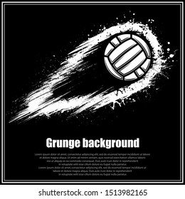 Black square poster with grunge movement waterpolo ball and sample text