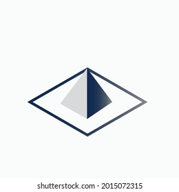 black square pyramid with gradients and shadow for game, icon, 3d pyramid on a white background. Vector Geometric figures illustration