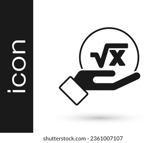 Schwarz-Quadrat-Wurzel von x-glyph-Symbol einzeln auf weißem Hintergrund. Mathematischer Ausdruck.  Vektorgrafik