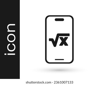 Black Square root of x glyph icon isolated on white background. Mathematical expression.  Vector