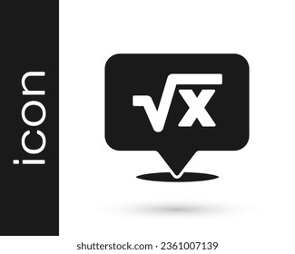 Black Square root of x glyph icon isolated on white background. Mathematical expression.  Vector