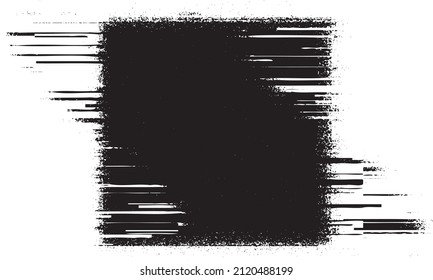 Black Square Shape With Glitch Effect, Pattern. Pixel Noise Texture, Distortion. Use For Overlay, Brushes, Shading Or Montage. Isolated, Transparent Background. Abstract Vector Illustration.