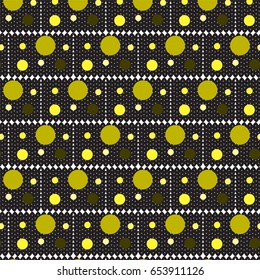 black square shape with yellow shade circle on top knitting overlapped pattern background vector illustration image