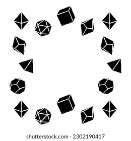 Black square shaped dice frame, hand drawn vector