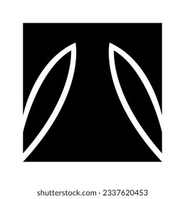 Schwarz-Quadrat mit Formbuchstaben T Symbol auf weißem Hintergrund