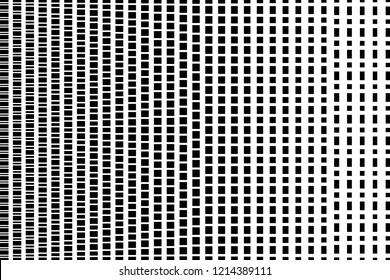 Black square shapes on white background. Abstract vector texture. Glitch effect overlay. Modern technology or hi-tech template. Halftone gradient. Visual dynamic abstraction. Geometric shapes pattern