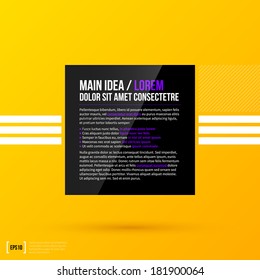 Black square text frame on bright yellow background. EPS10
