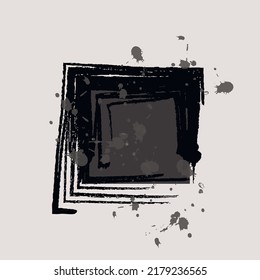 Black square with texture and paint drops