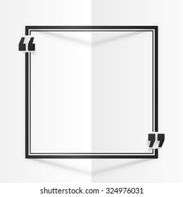 Black square vector quote frame at white folded paper background