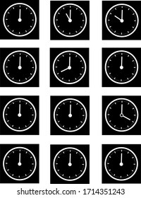 reloj de pared cuadrada negra que muestra de 1 a 12 horas