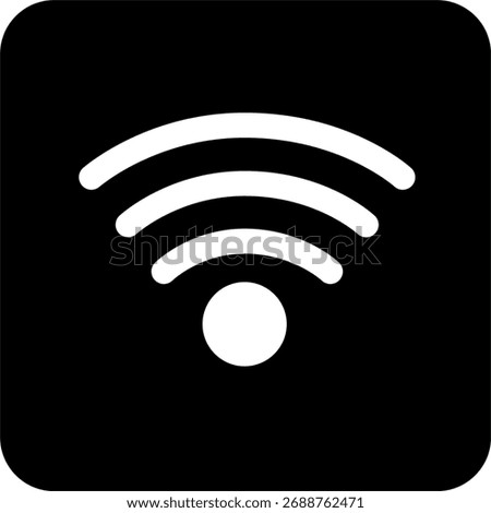 Black Square Wifi Vector Icon, simple line vector for UI UX design. Symbol for website and mobile app interface and navigation button