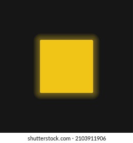 Black Square yellow glowing neon icon