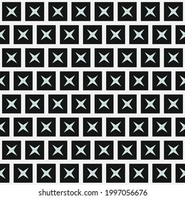 Black squares or blocks pattern. Four rays shape in center. Vector bricks or blocks.