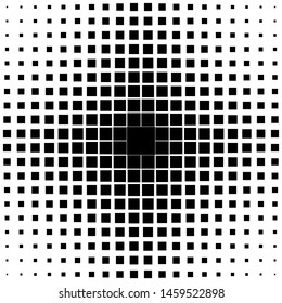 black squares decreased from center to edge, vector background