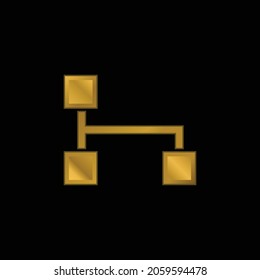 Cuadrados y líneas negras en un gráfico de interfaz icono metálico chapado en oro o vector de logotipo