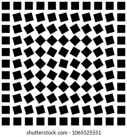 schwarze Quadrate auf weißem Hintergrund, rund bis Mitte