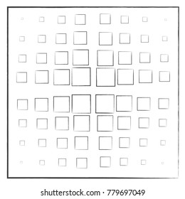 black squares on a white background, cross, different sizes,pattern, dispersion