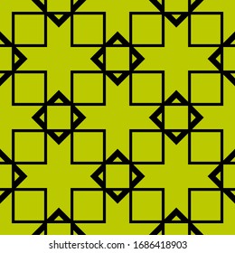 Black squares pattern on light green seamless background.
