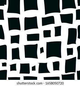 Black squares seamless pattern isolated on a light background. Designer wallpaper, textile, fabric, packaging, wrapping paper. Vector illustration.
