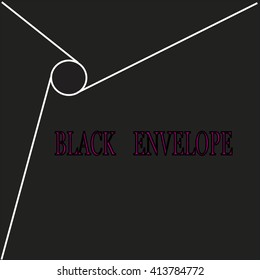 black square-shaped envelope with fold lines template contours